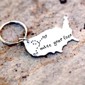 USA KEYCHAIN Lange Distanz Beste Freunde Geschenk Fräulein Sie Bester Freund Keychain Schlüsselanhänger Geschenk für Beste Freunde Amerika Schlüsselbund Freund Geschenk
