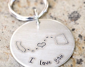 Long Distance Best friend gift custom state keychain long distance relationship exchange student gift moving away gift for college gift bag