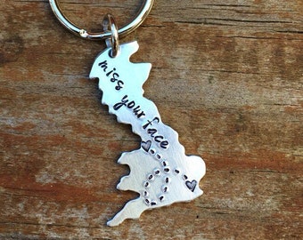 Long Distance gift for Mother's Day Gift unique UK England Keychain going away gift for mom personalized overseas gift