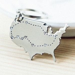 ROAD TRIP Geschenk - Individuelle USA Schlüsselanhänger - Wählen Sie Ihre Route