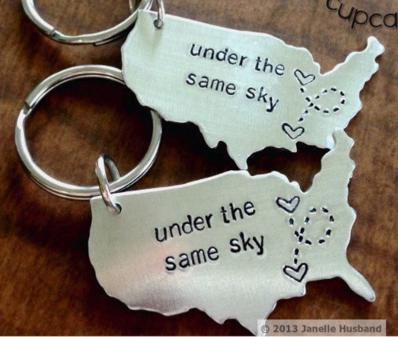 USA Keychain Long Distance Relationship Keychain BFF Gift customized mothers day gift unique girlfriend gift going away gift personalized image 3