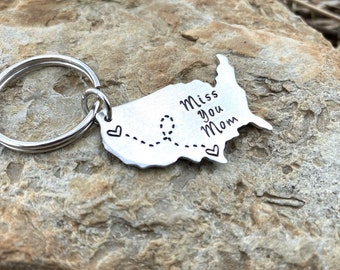 USA Keychain Long Distance Relationship Keychain BFF Gift customized mothers day gift unique girlfriend gift going away gift personalized