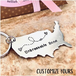 Personalisierte Zustand Keychain USA Keychain Fern- beste Freundkarte Fern-Beziehung Zwei Zustandskarte für Paare Collegegeschenk