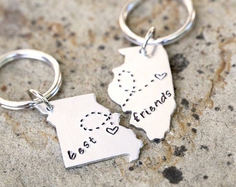 State Keychain Set - Two(2)- Choose your State, Heart Locations, and message_#SETbf-tr