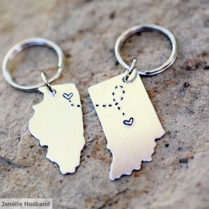 BEST FRIEND KEYCHAIN, Long Distance State Keychains, Best Friend Gift ...
