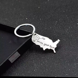 USA Keychain Long Distance Relationship Keychain BFF Gift customized mothers day gift unique girlfriend gift going away gift personalized image 5
