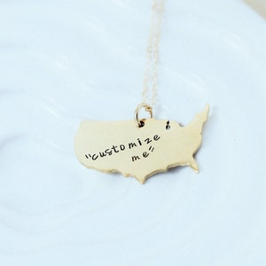 Home is Where You Are USA Necklace Choose Silver or Gold, Customize It image 2