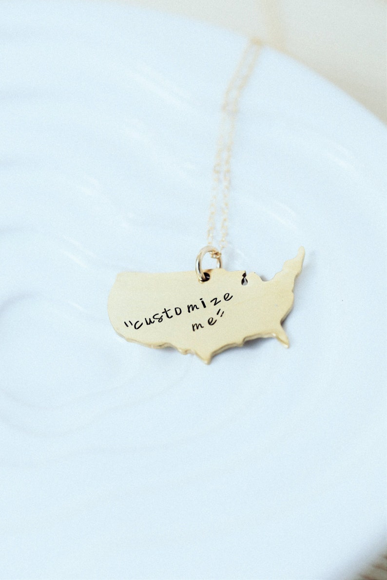 Home is Where You Are USA Necklace Choose Silver or Gold, Customize It image 2