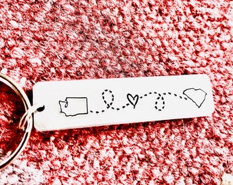 State Keychain - Long Distance Relationship Gift - Choose Your States