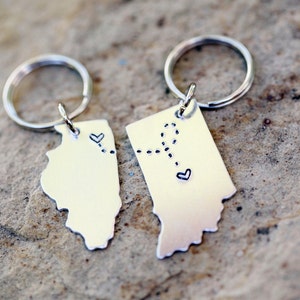 BEST FRIEND KEYCHAIN Long Distance State Keychains Best Friend Gift Set of Two State Map Keychains Going Away Gift Long Distance best friend image 3