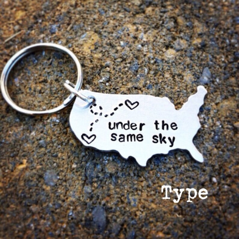 Long Distance Relationship Keychain USA with Custom Personalized Message image 2