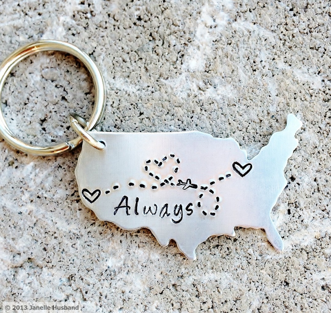 CUSTOM State Map Keychain Choose Your Locations With Plane and Custom