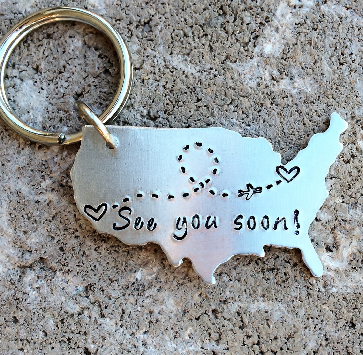 CUSTOM State Map Keychain Choose Your Locations With Plane Etsy