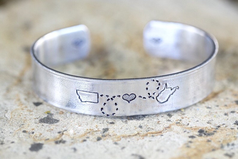 CUSTOM State to State CUFF Bracelet Choose Your States image 1