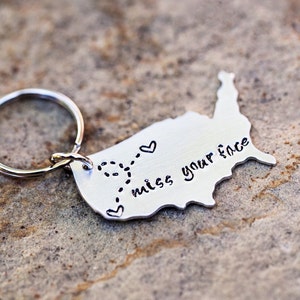 Long Distance Relationship Keychain USA with Custom Personalized Message