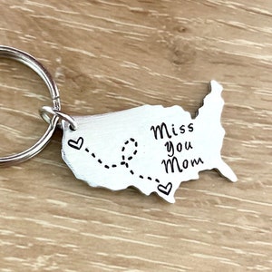 Personalized State Keychain USA Keychain Map Gift for Best Friends Long Distance Relationship Two state map Gift for Couples college gift image 5