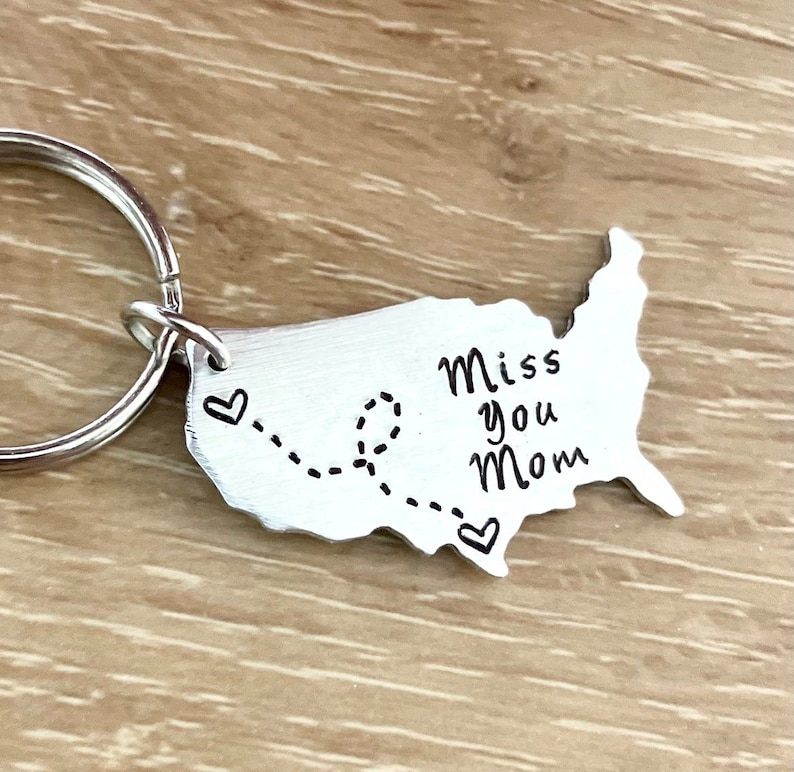 Personalized State Keychain USA Keychain Map Gift for Best Friends Long Distance Relationship Two state map Gift for Couples college gift image 5