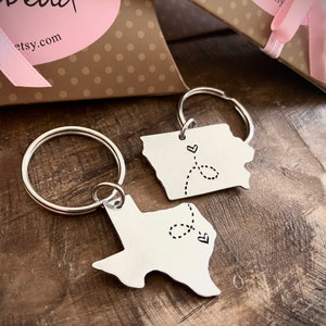 BEST FRIEND KEYCHAIN Long Distance State Keychains Best Friend Gift Set of Two State Map Keychains Going Away Gift Long Distance best friend image 8