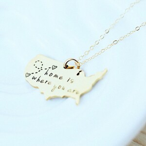 Home is Where You Are USA Necklace Choose Silver or Gold, Customize It image 4