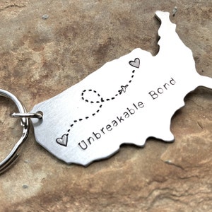 Personalisierte Zustand Keychain USA Keychain Fern- beste Freundkarte Fern-Beziehung Zwei Zustandskarte für Paare Collegegeschenk