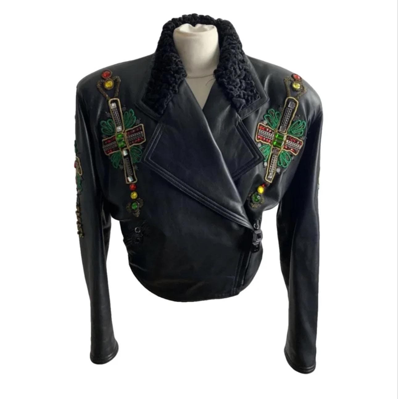 GIANNI VERSACE FW 1991 Rare Iconic Black Leather Byzantine Jacket