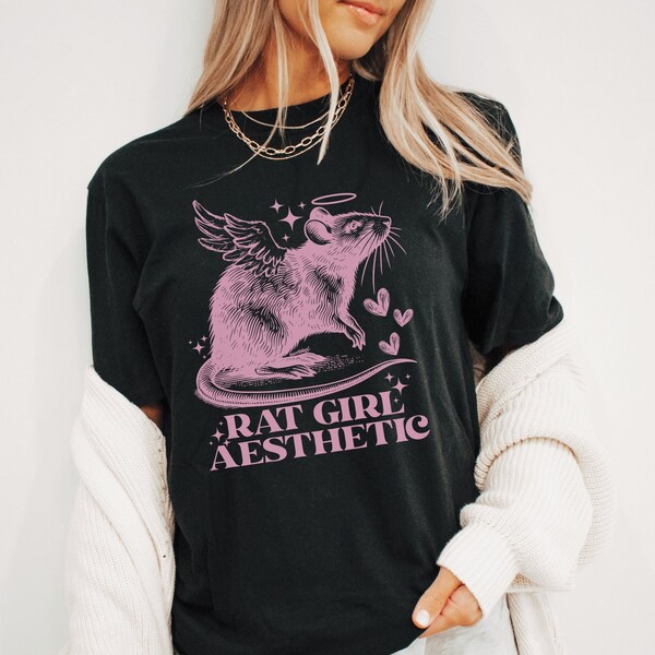 Rat Girl Aesthetic Funny Meme T-Shirt, Cute Pink Weird Shirt Dress, Raccoon, Opossum, Baggy, Oversize, Plus Size, Comfort Colors, Terriblay