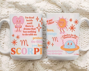 Funny Retro Scorpio Zodiac Mug, Cute Astrology Meme Coffee Cup, Popular Novelty Gift for Mom, Girl Friend, Bridesmaid, Sister, Terriblay