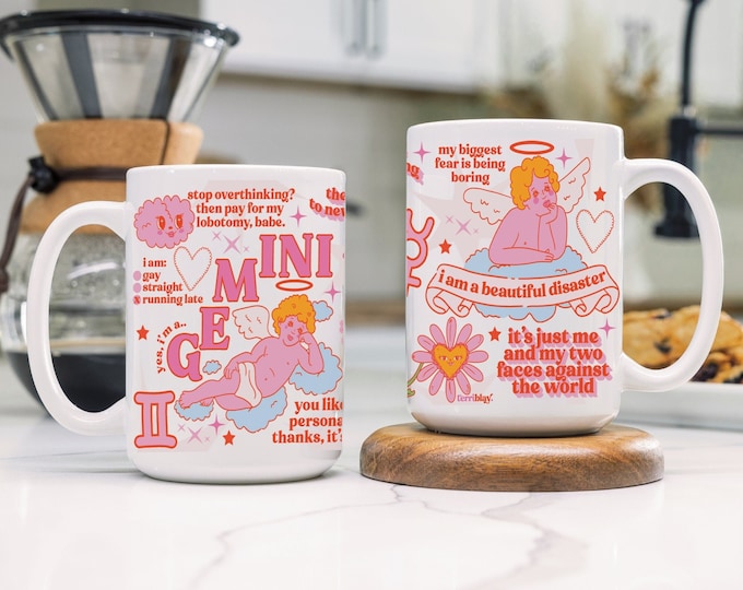 Gemini Zodiac Coffee Mug: Funny Retro Tea Cup Gift
