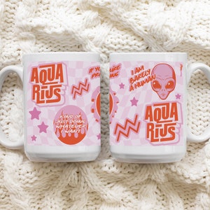 funny aquarius cute zodiac checkered mug