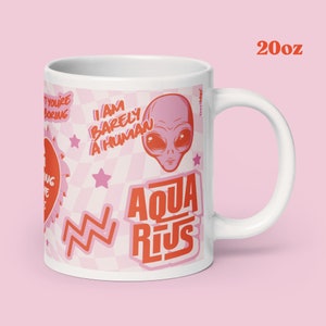 funny aquarius cute zodiac checkered mug