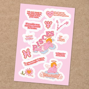 Pisces Sternzeichen-Stickerbogen, wasserfest, Vinyl