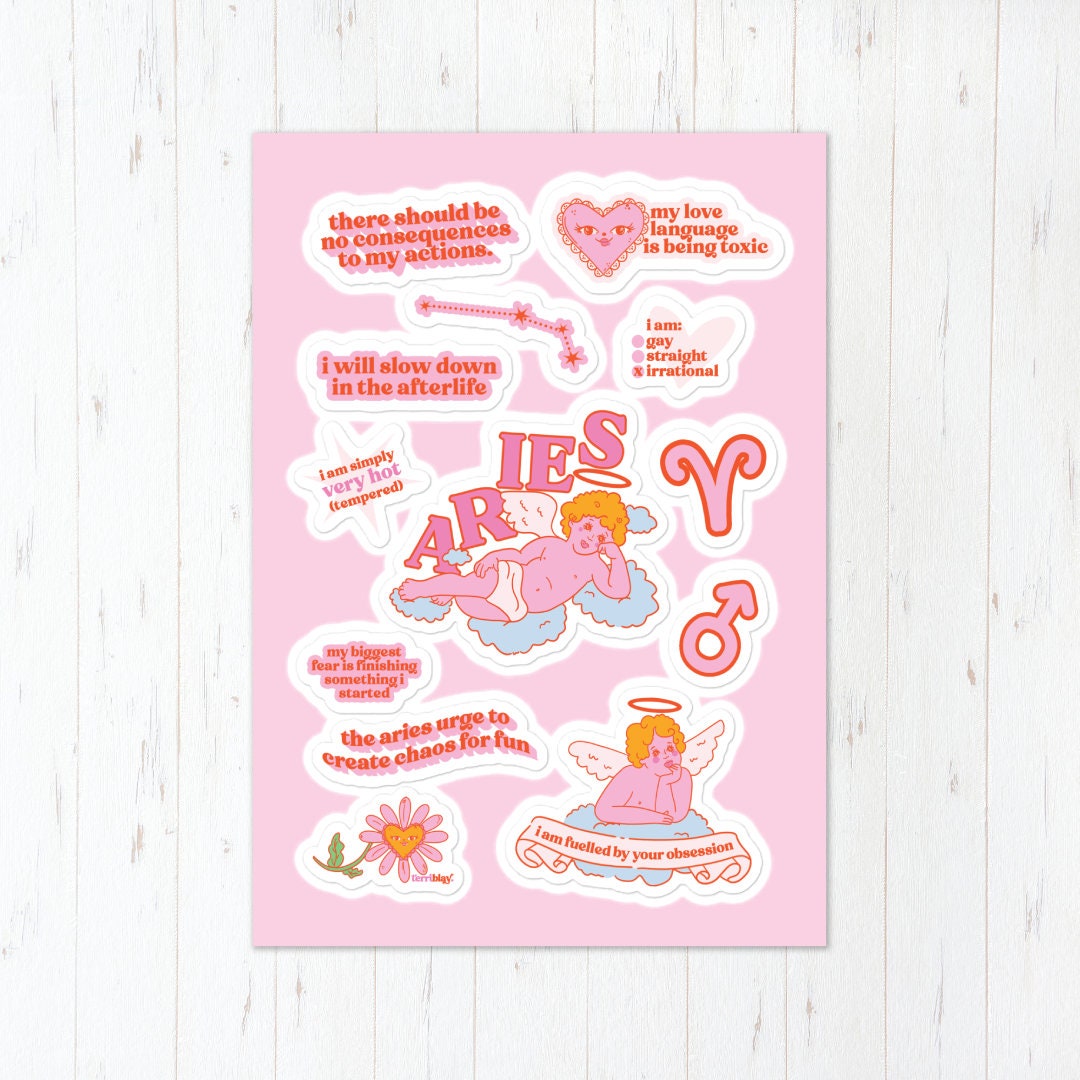 Funny Aries Zodiac Sticker Sheet: Waterproof Vinyl - Etsy