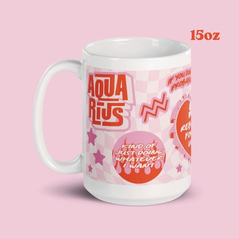 funny aquarius cute zodiac checkered mug