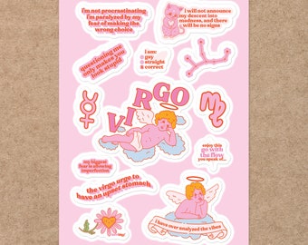 Funny Virgo Zodiac Sticker Sheet: Waterproof Vinyl