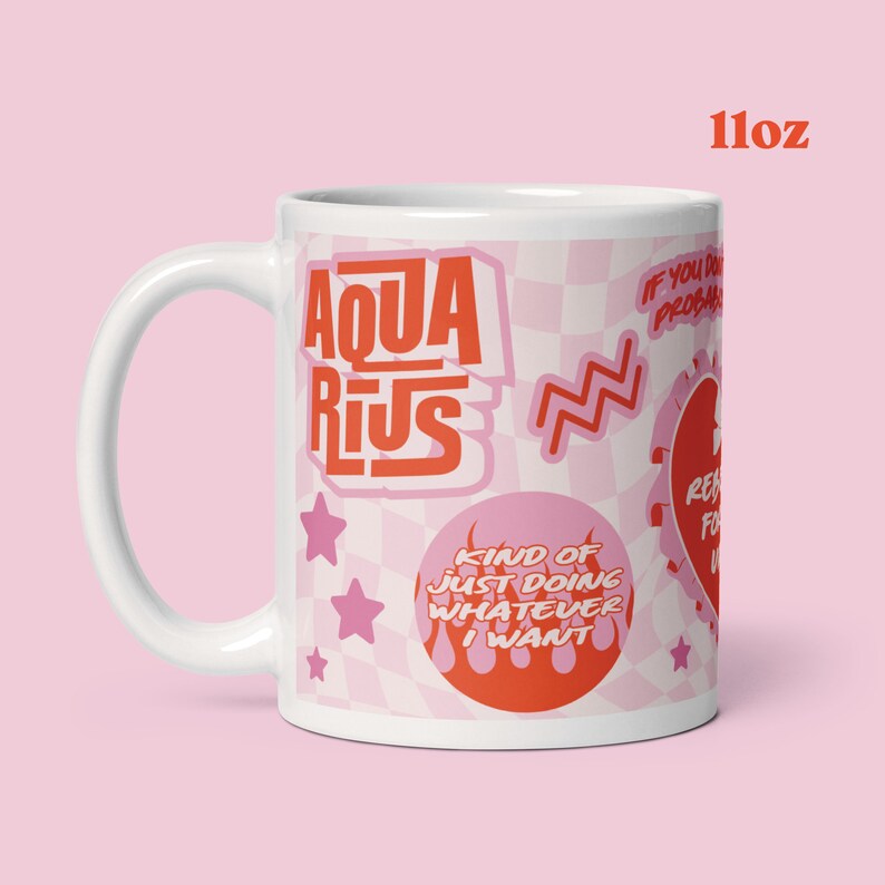 funny aquarius cute zodiac checkered mug