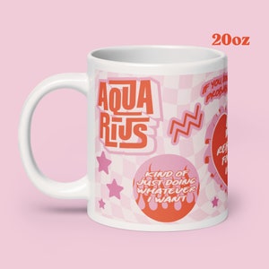 funny aquarius cute zodiac checkered mug