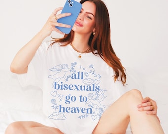 Bisexual Heaven Comfort Colors T-Shirt: Funny Bi Pride Angelcore Tee, Plus Sizes