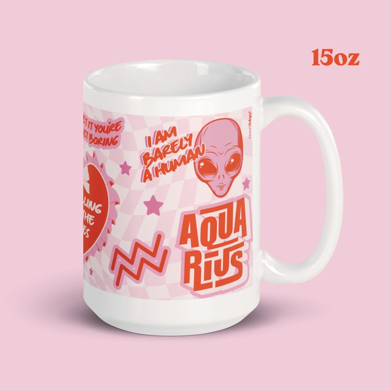 funny aquarius cute zodiac checkered mug