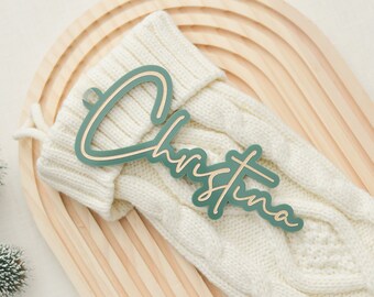 Personalized Acrylic Christmas Stocking Tag: Laser Cut Ornament