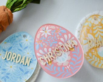 Custom Engraved Acrylic Easter Basket Tag: Personalized Name Tag