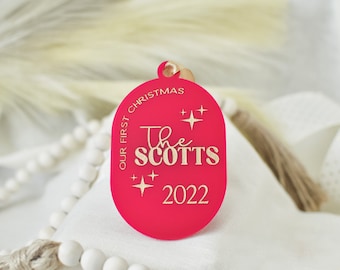 Personalized First Christmas Married Ornament Newlywed Gift Holiday Couple Gift Custom ACRYLIC Wedding Gift
