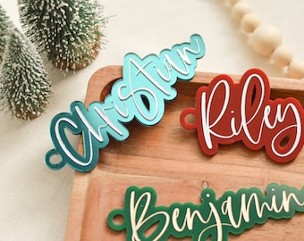 Personalized Acrylic Christmas Stocking Tag: Laser Cut Ornament