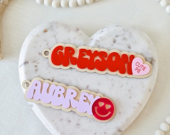 Personalized Valentines Basket Tag: Custom Acrylic Name Tag