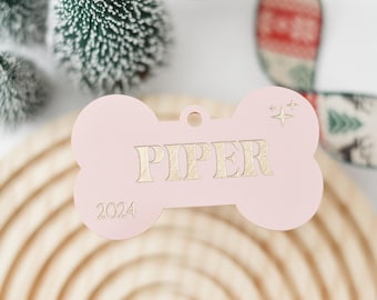 Personalized Pet Christmas Ornament: Acrylic Dog Bone Ornament