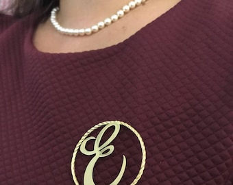 Broche monogramme en argent sterling, épingle pour sac à main, épingle pour manteau, personnalisez le vôtre, cadeau idéal