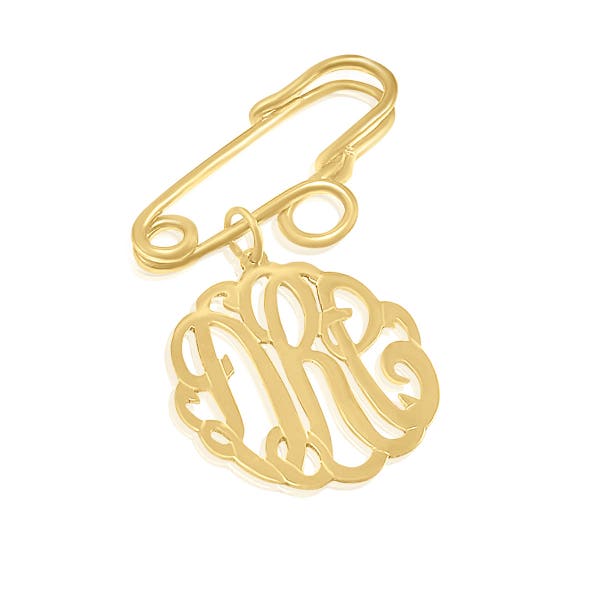 Sterling Silver Monogram Pin, Monogram Initials Pin, Personalize with any 1-3 Initials of your choice