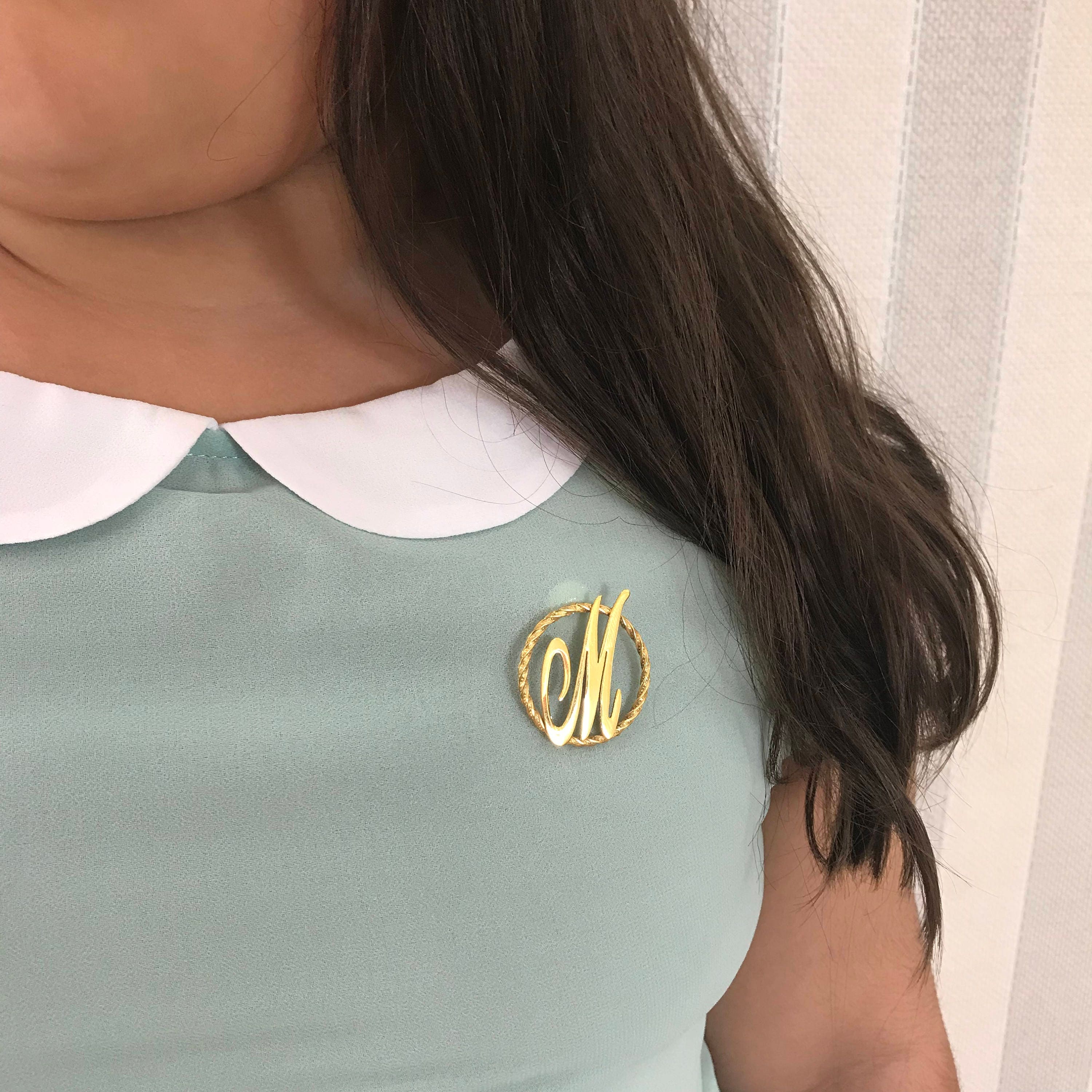Monogram Pin Sterling Silver Brooch, Handbag Pin, Coat Pin, Customize ...