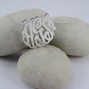 Personalized 1.5&quot; Silver Monogram Necklace