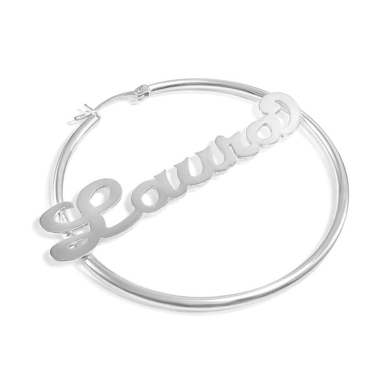 Sterling Silver Personalized Name Hoop Earrings, Choose your name. Customized hoop earrings. image 2