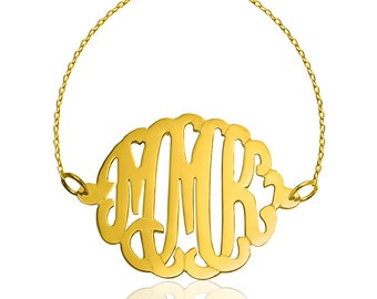 Custom 3-Letter Monogram Bracelet: Sterling Silver or Gold